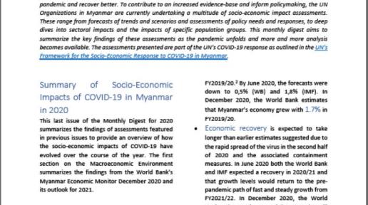 Socio-economic Impact of COVID-19 in Myanmar